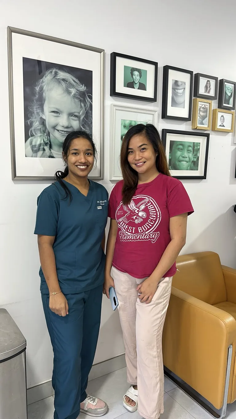 Dr Seetha Panappurayil Sabu, general dentist, with a patient at Best Dentist in Al Rigga, Dubai