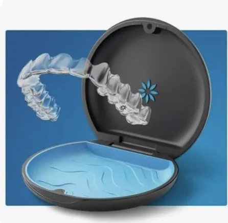 Invisalign clear aligners in their case
