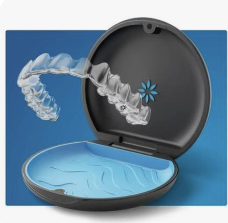 Invisalign clear aligners in their case